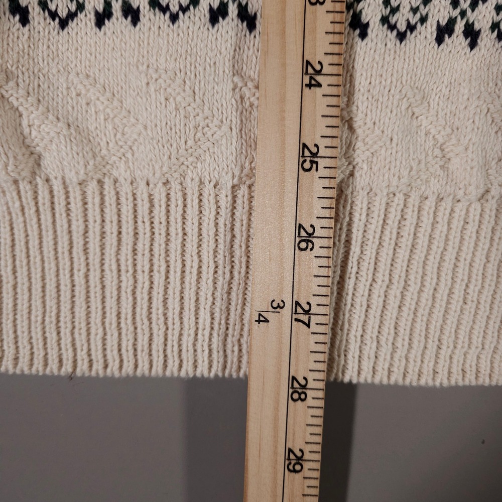 Ash Creek Trading Sweater Mens XL Cream Navy Striped Textured Cotton Knit USA - Picture 4 of 5